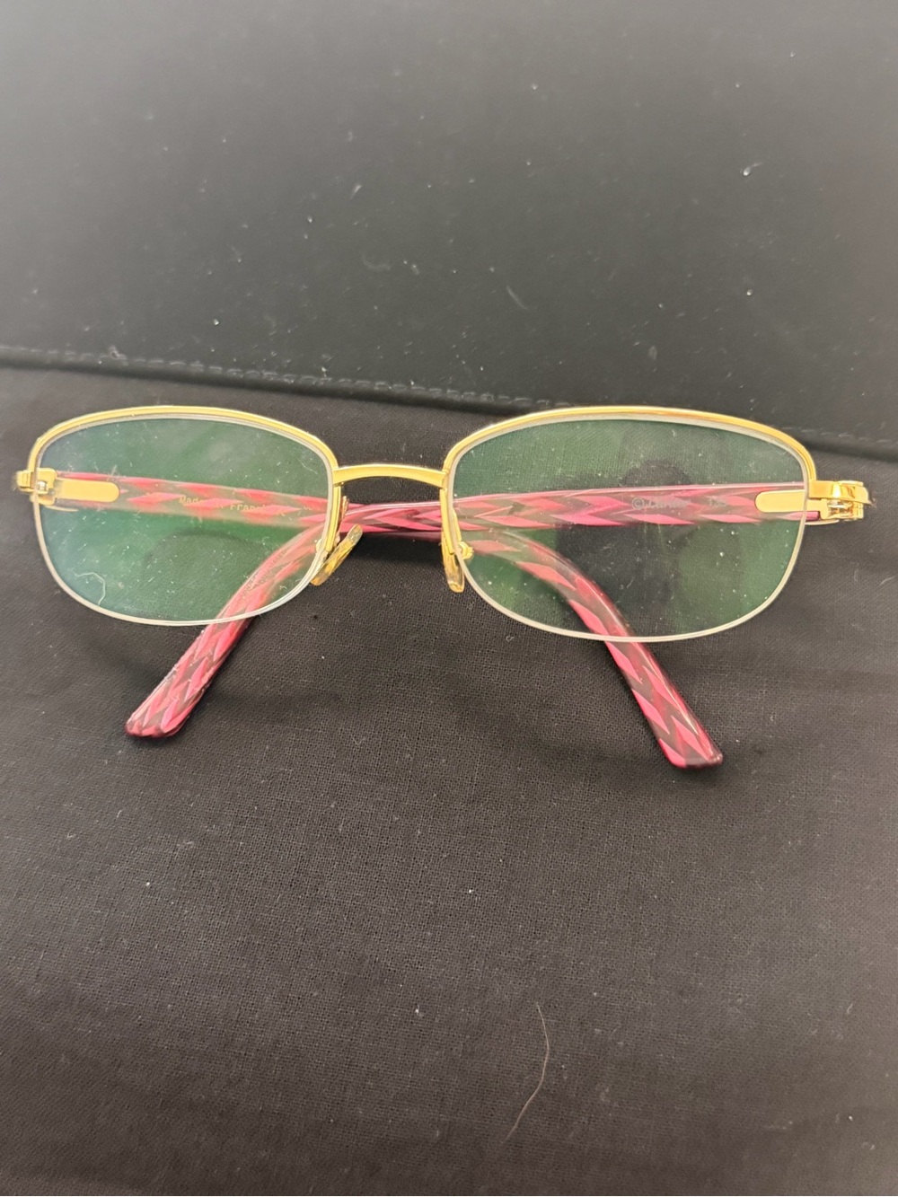Cartier Gold Frame Glasses with Pink Patterned Temples